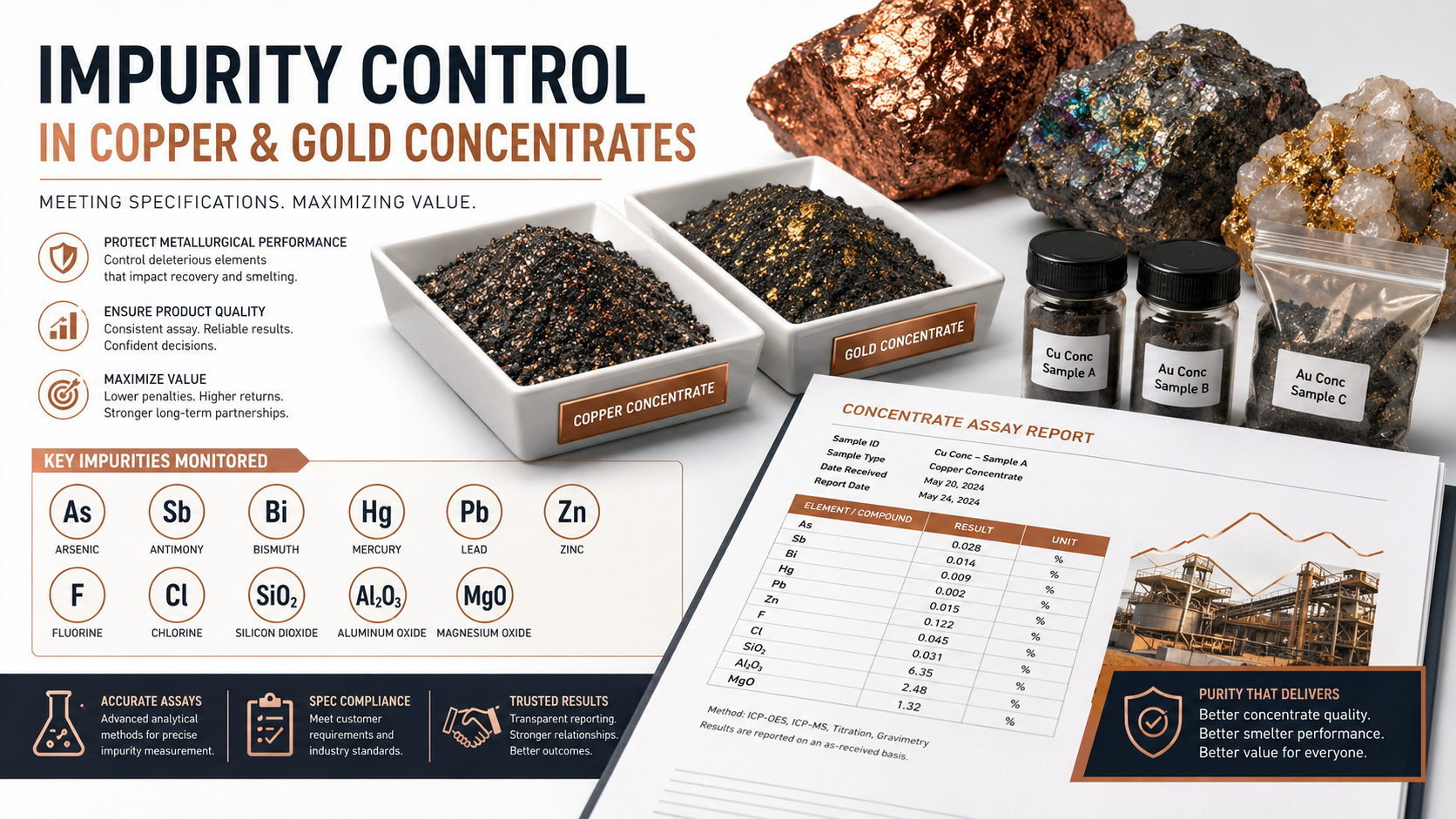 Gold concentrate samples and assay report