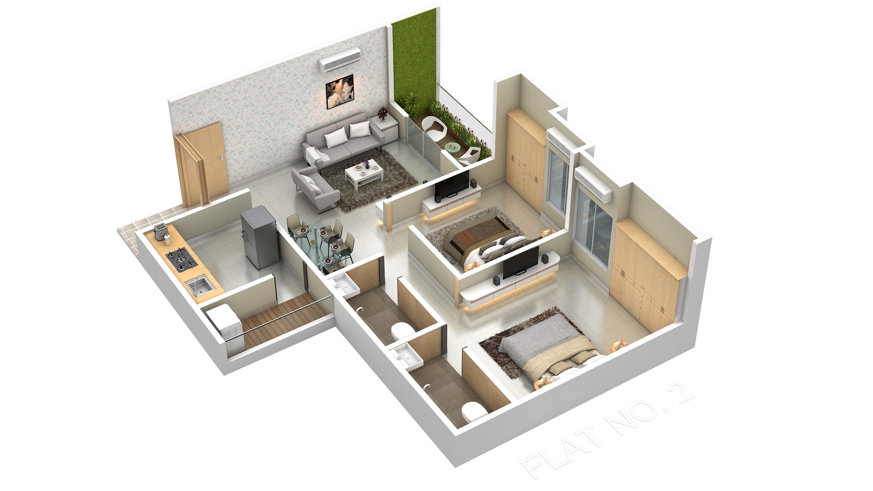 2 BHK Floor Plan
